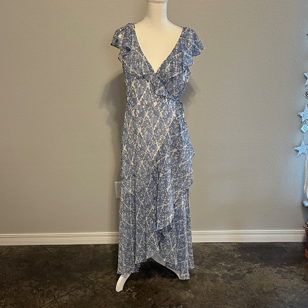 LC Lauren Conrad Blue and White Maxi Dress